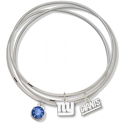 Blue Crystal New York Giants Bangle Bracelet Set