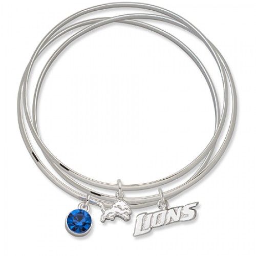 Blue Crystal Detroit Lions Bangle Bracelet Set