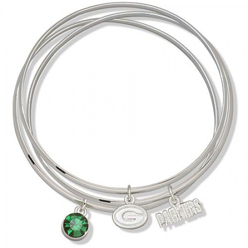Green Crystal Green Bay Packers Bangle Bracelet Set