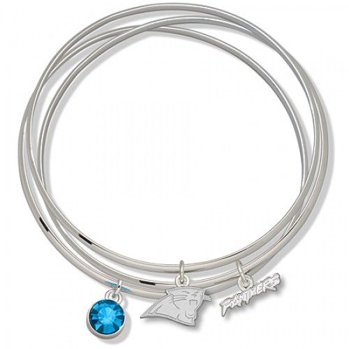 Blue Crystal Carolina Panthers Bangle Bracelet Set