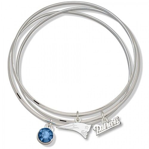 Blue Crystal New England Patriots Bangle Bracelet Set