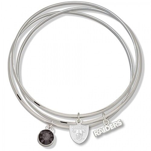 Black Crystal Oakland Raiders Bangle Bracelet Set