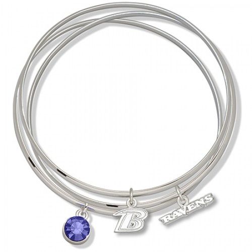 Purple Crystal Baltimore Ravens Bangle Bracelet Set