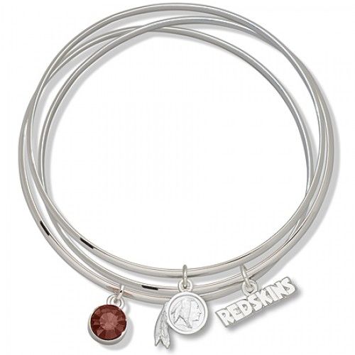 Red Crystal Washington Redskins Bangle Bracelet Set