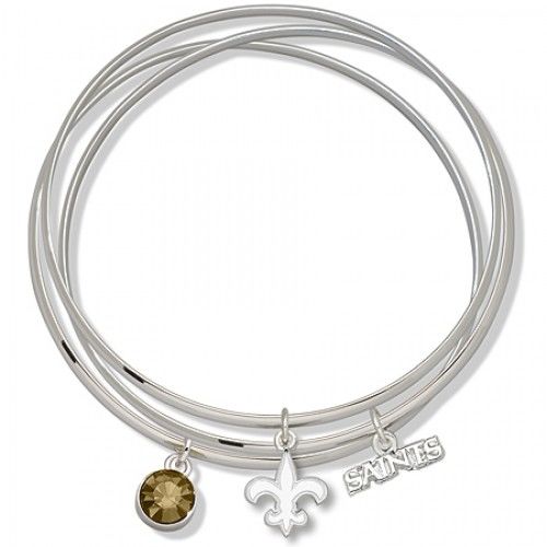 Brown Crystal New Orleans Saints Bangle Bracelet Set