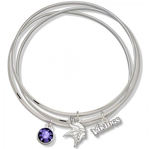 Purple Crystal Minnesota Vikings Bangle Bracelet Set