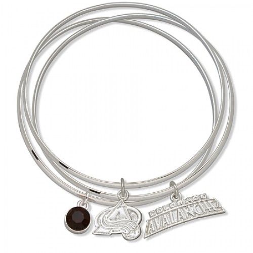 Red Crystal Colorado Avalanche Bangle Bracelet Set