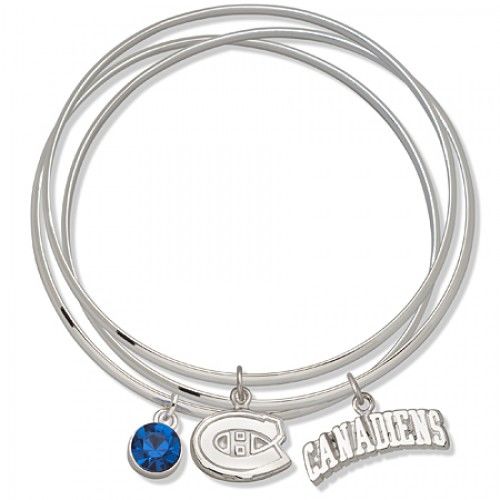 Blue Crystal Montreal Canadiens Bangle Bracelet Set