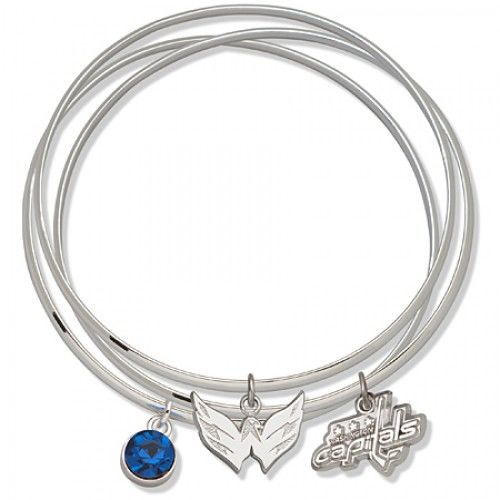 Blue Crystal Washington Capitals Bangle Bracelet Set