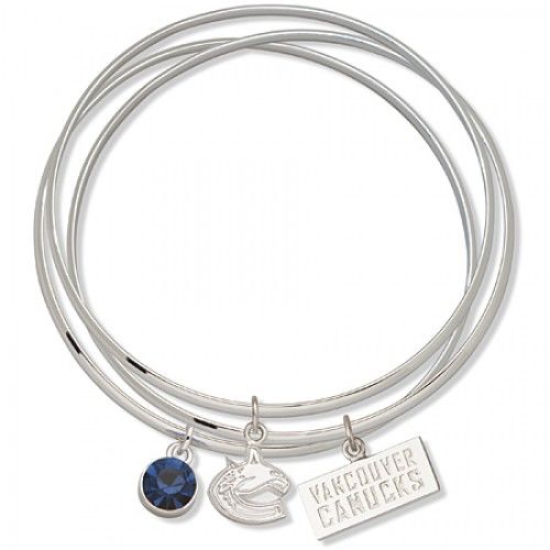Blue Crystal Vancouver Canucks Bangle Bracelet Set