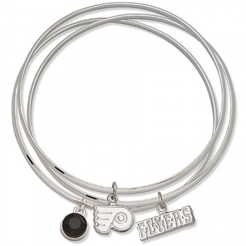 Black Crystal Philadelphia Flyers Bangle Bracelet Set