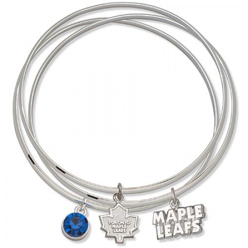 Blue Crystal Toronto Maple Leafs Bangle Bracelet Set