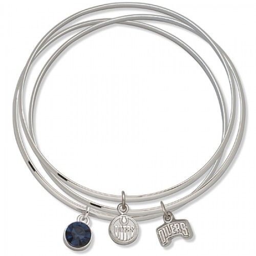 Blue Crystal Edmonton Oilers Bangle Bracelet Set