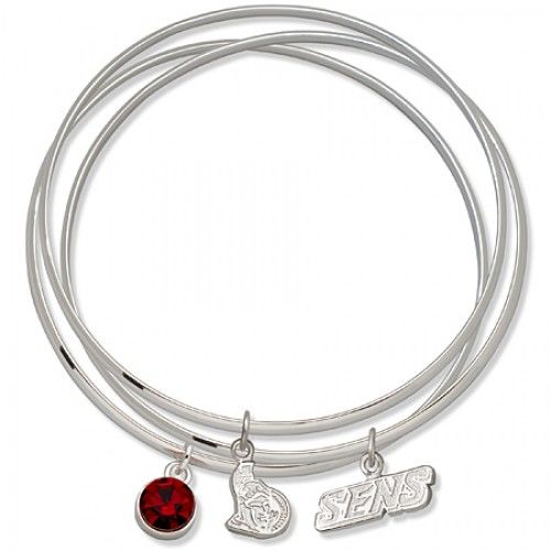 Red Crystal Ottawa Senators Bangle Bracelet Set