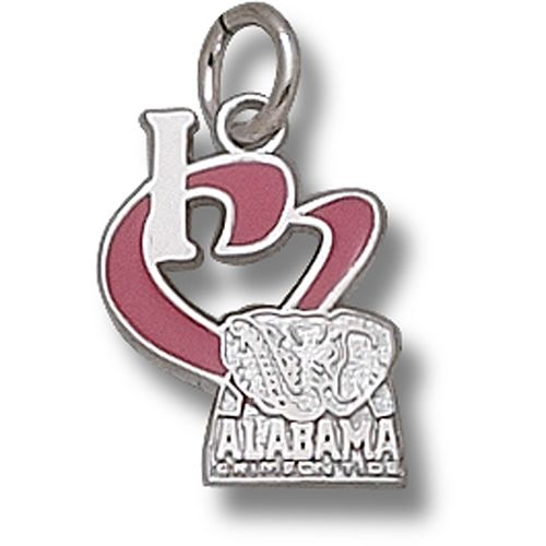 Silver - Univ Alabama ""I Heart Elephant"" Enamel Pendant
