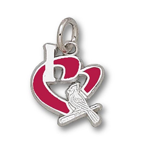 St. Louis Cardinals Pendant - Enamel ""I Heart Bird Bat