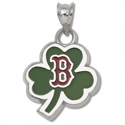 Boston Red Sox Shamrock with Enameled ""B"" Logo Pendant