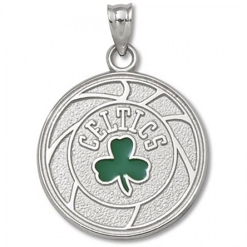 925 Silver Boston Celtics Enamel Basketball Pendant