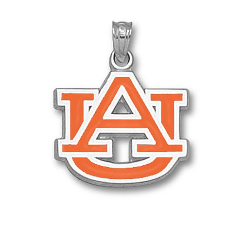 Sterling Silver Auburn University Enamel ""Au"" Pendant