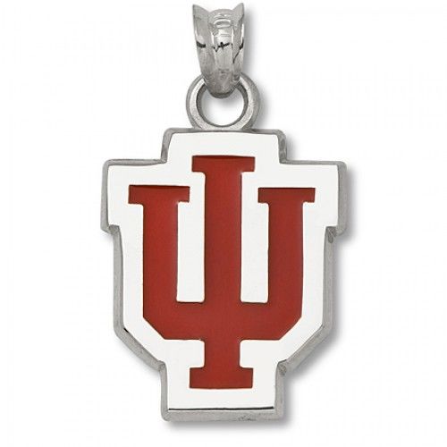 Sterling Silver Indiana University Enamel ""Iu"" Pendant