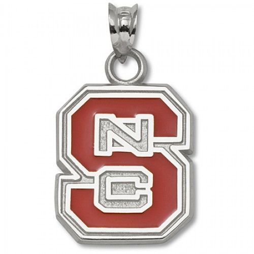 Silver North Carolina State Red Enamel ""S"" ""Nc"" Pendant
