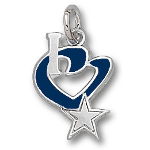 Silver Dallas Cowboys ""I Heart Star"" Enamel Pendant