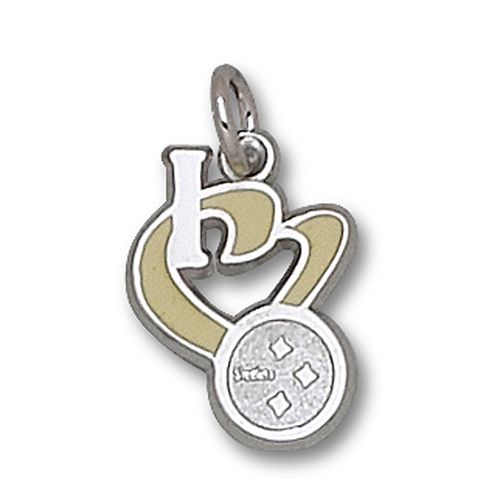 Silver Pittsburgh Steelers I Heart Logo Enamel Pendant