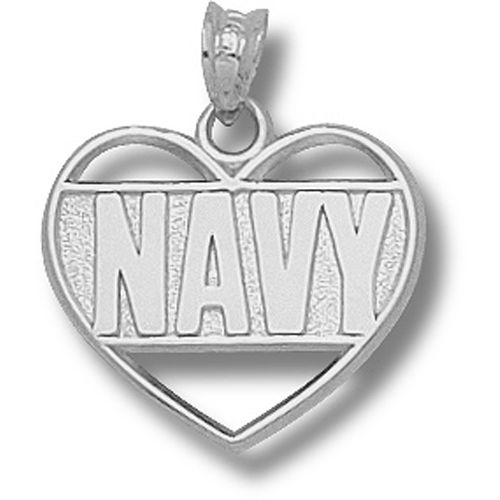 Womans - U.S. Naval Academy ""Navy"" Heart Pendant Silver
