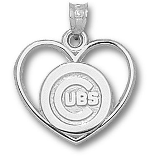 Chicago Cubs ""C Cubs"" Logo Heart Pendant - Mlb Jewelry