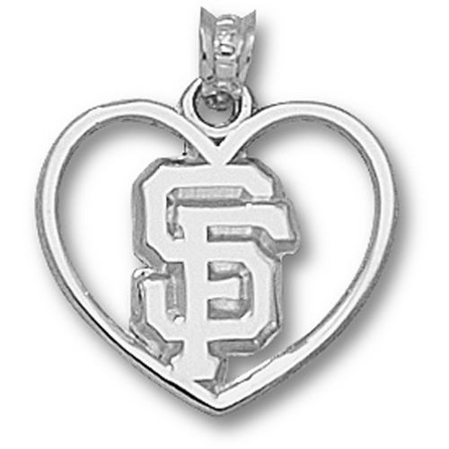 San Francisco Giants ""Sf"" Heart Pendant Sterling Silver