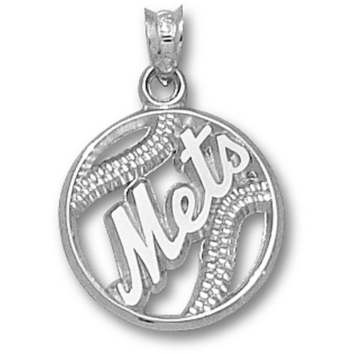 New York ""Mets"" Pierced Baseball Pendant - 925 Silver