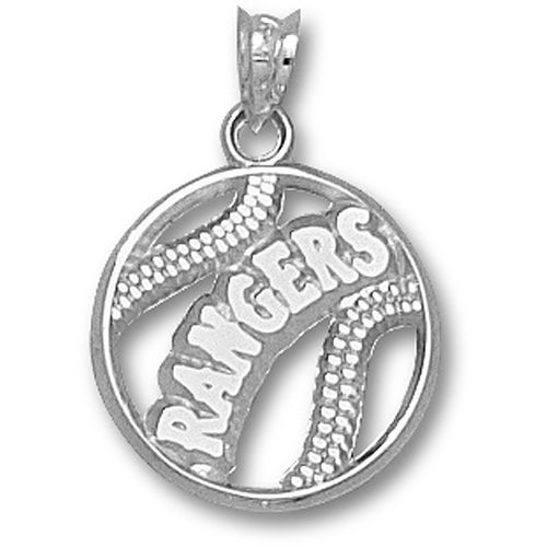 Texas ""Rangers"" Pierced Baseball Pendant - 925 Silver