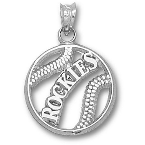 Colorado ""Rockies"" Pierced Baseball Pendant - Silver