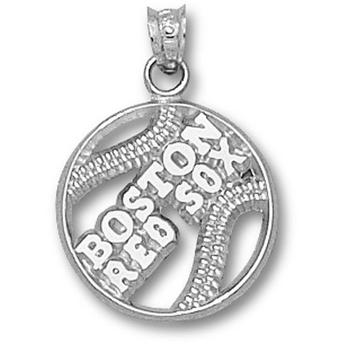 Boston Red Sox Pierced Baseball Pendant Sterling Silver