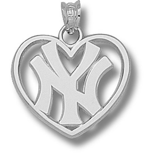 New York Yankees ""Ny"" Heart Pendant - Sterling Silver
