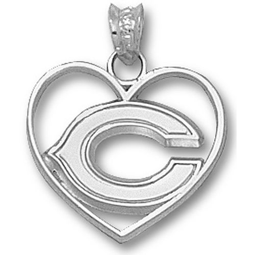 Nfl Chicago Bears ""C"" Heart Pendant - Sterling Silver