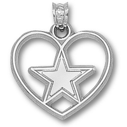 Nfl Dallas Cowboys Star Heart Pendant- Sterling Silver