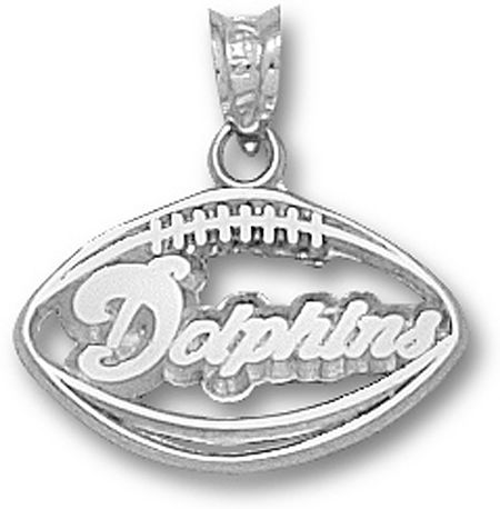 Nfl Miami Dolphins Pierced Football Pendant 925 Silver