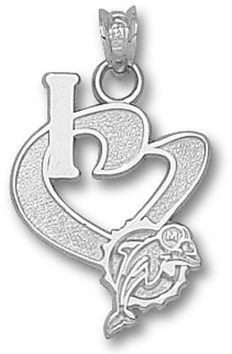Nfl Miami Dolphins I Heart Logo Pendant 925 Silver