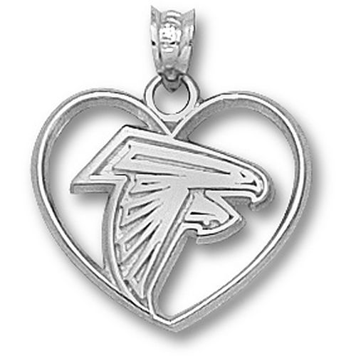 Nfl Atlanta Falcons New Logo Heart Pendant 925 Silver