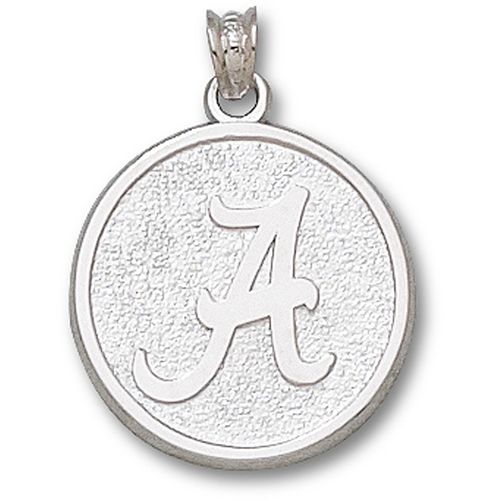 Sterling Silver - Univ Alabama Script ""a"" Round Pendant