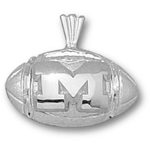 Sterling Silver - Univ. Michigan ""M"" Football Pendant