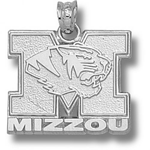 Silver - Univ. Missouri ""M Mizzou"" Tiger Head Pendant