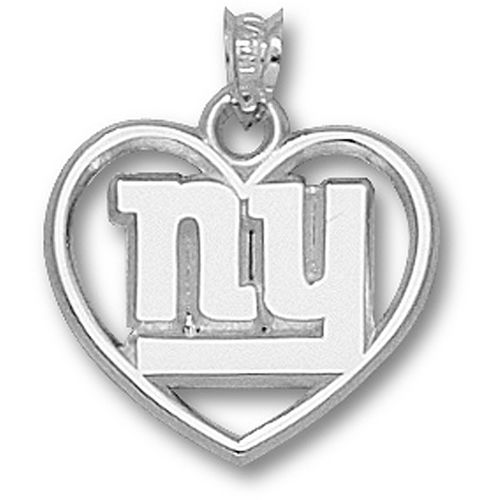Nfl Sterling Silver New York Giants ""Ny"" Heart Pendant