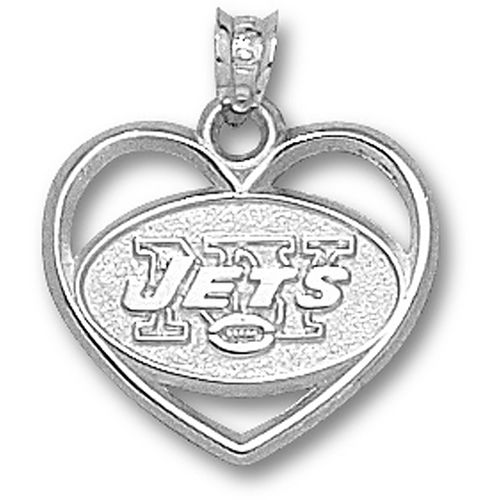 Sterling Silver New York Jets Heart Pendant - Nfl