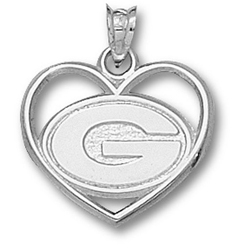 Sterling Silver Green Bay Packers ""G"" Heart Pendant