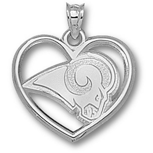 Sterling Silver St Louis New Ram Logo Heart Pendant