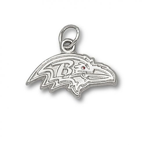 Sterling Silver ""B"" Baltimore Ravens Profile Logo Pendant