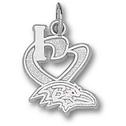 Sterling Silver Baltimore Ravens ""I Heart Logo"" Pendant