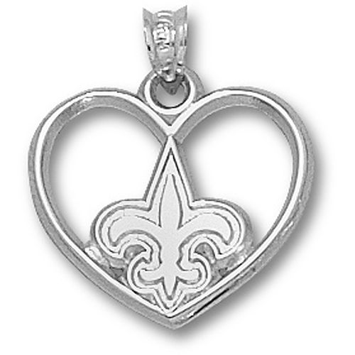 Sterling Silver New Orleans Saints Logo Heart Pendant